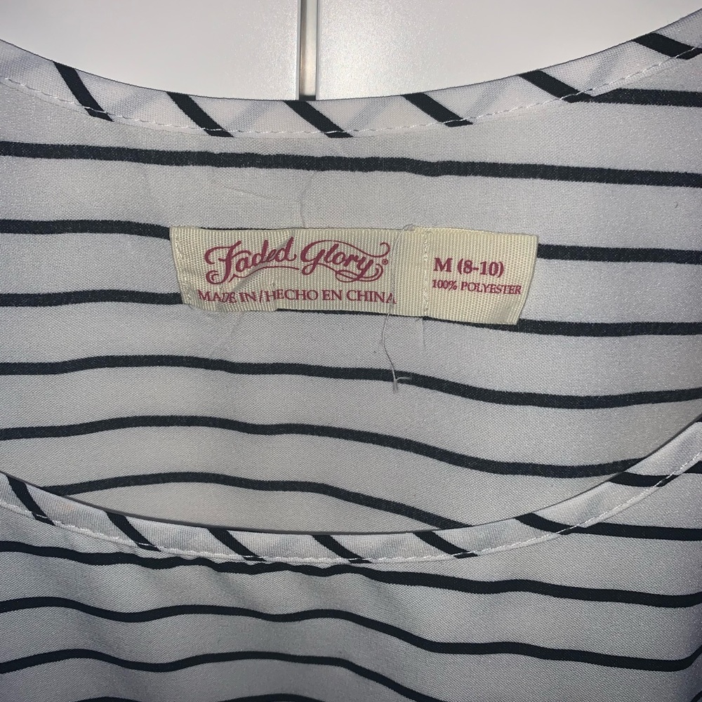 Faded Glory Striped Tank Top Black and White Women’s Medium (8-10) Horizontal - Picture 3 of 8